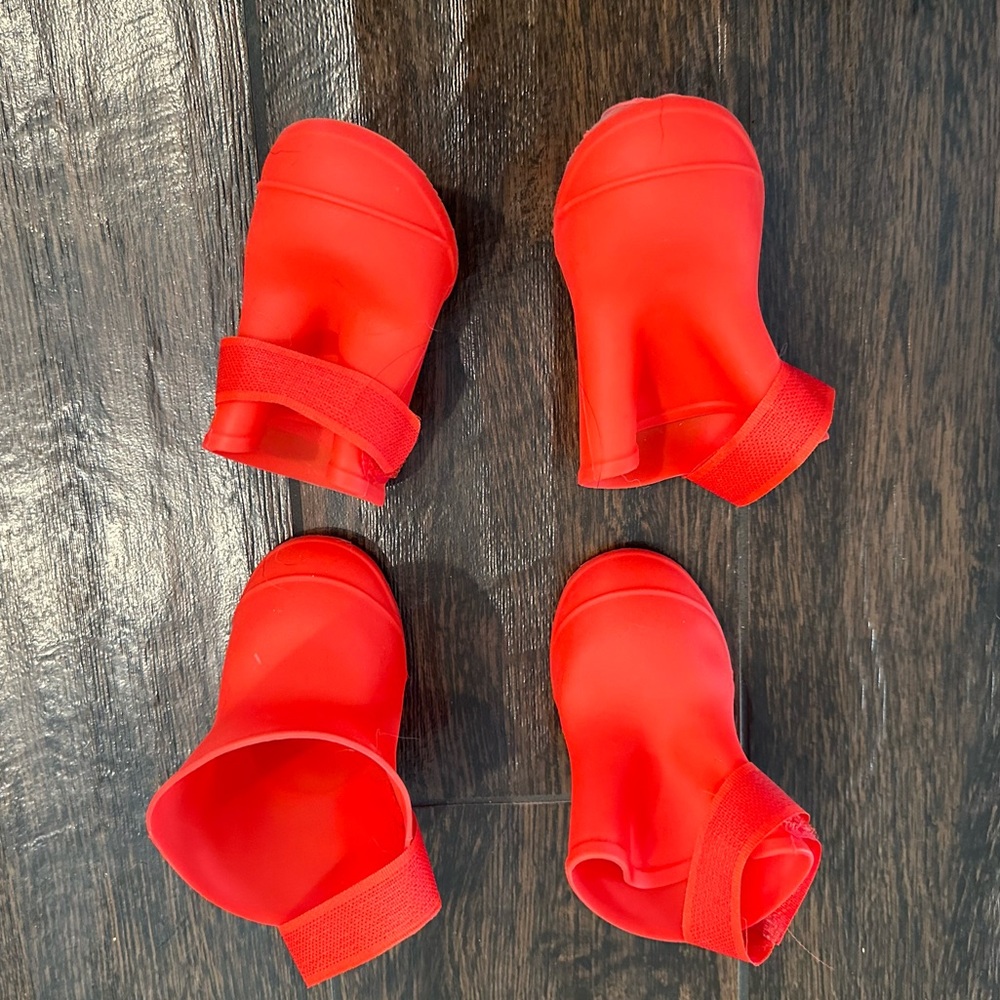 Red silicone dog booties